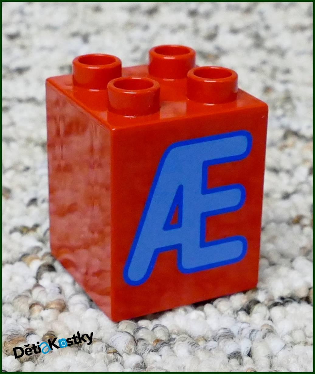 Lego® Duplo® Kostka 2x2x2 Červená - Písmena Obě Strany