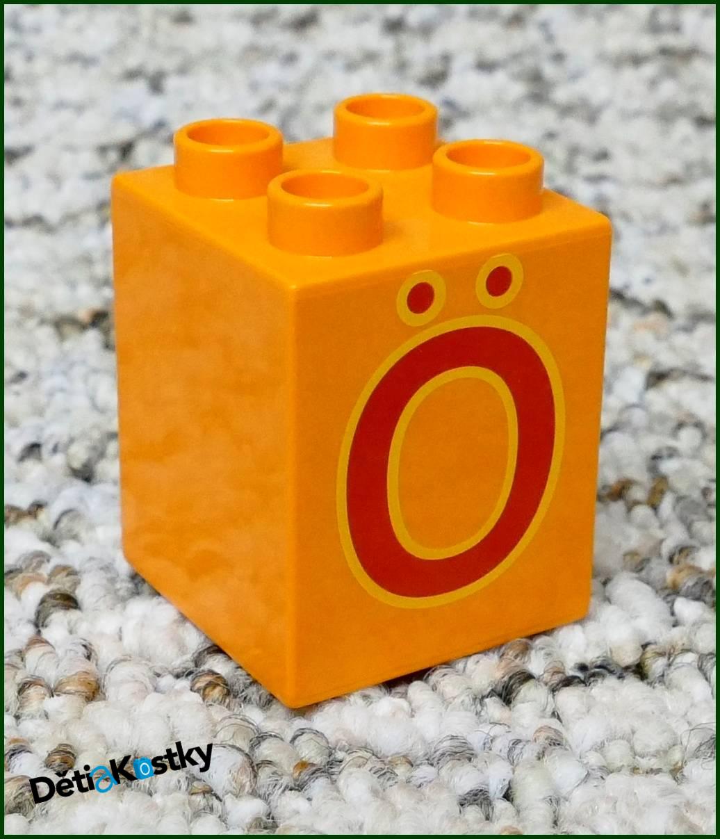 Lego® Duplo® Kostka 2x2x2 Oranžová - Písmena Obě Strany