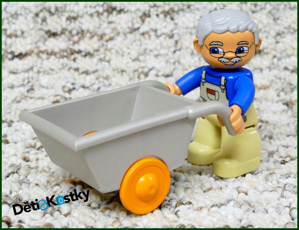 Lego® Duplo® Vozíček (Kolečka) Pro Figurky Šedá - Oranžová Kola