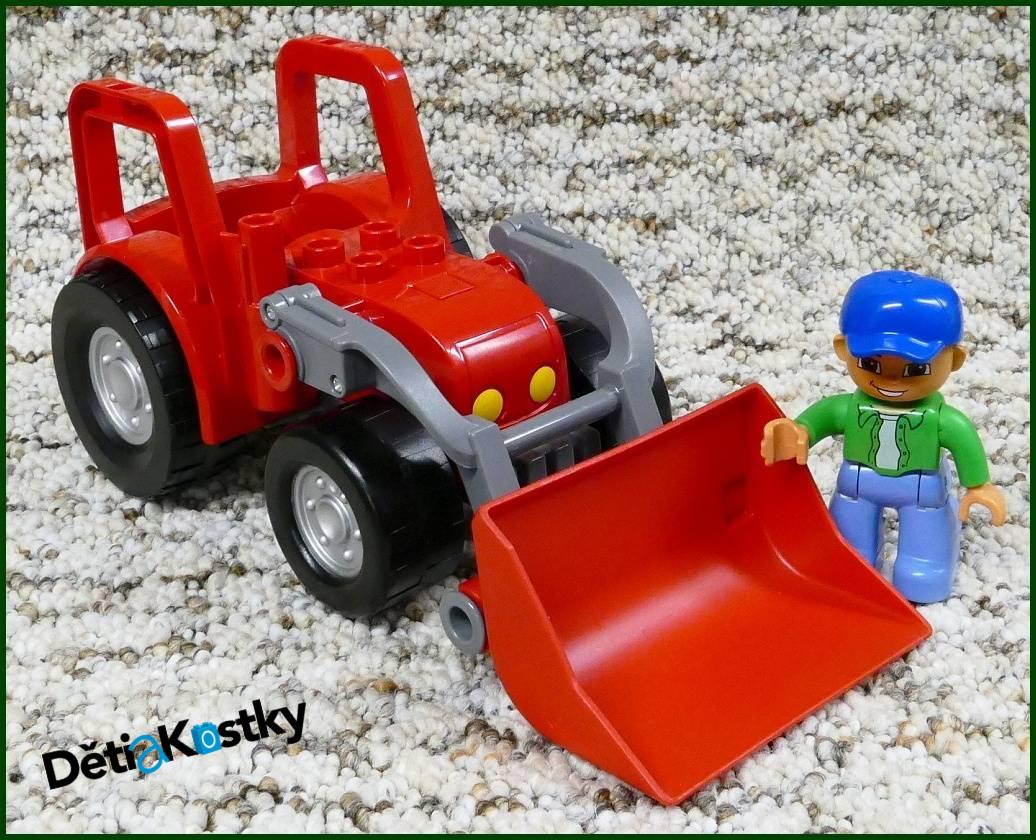 Lego® Duplo® Traktor s Radlicí a Figurkou Červený
