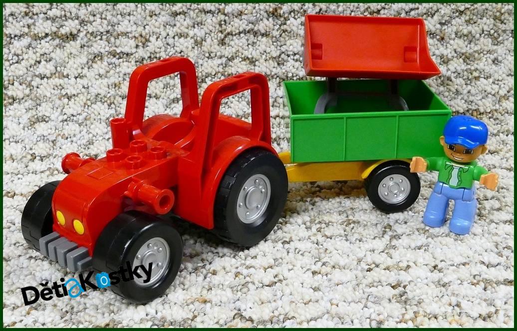 Lego® Duplo® Traktor s Radlicí a Figurkou Červený