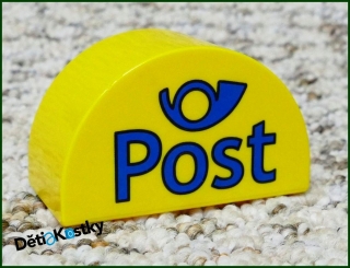 Lego® Duplo® Kostka Půlkulatá Žlutá - Pošta (Modrý Nápis)