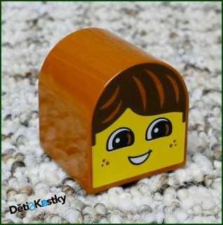 Lego® Duplo® Kostka 2x2 Hnědá Půlkulatá - Obličej Chlapec