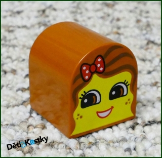Lego® Duplo® Kostka 2x2 Půlkulatá Hnědá - Obličej Dívka