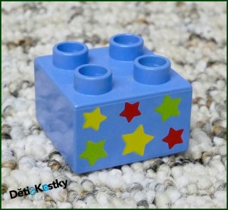 Lego® Duplo® Kostka 2x2 Světle Modrá - Hvězdičky