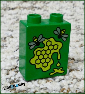 Lego® Duplo® Kostka 1x2x2 Tm. Zelená - Včelí Plástve