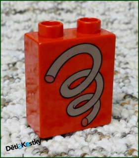 Lego® Duplo® Kostka 1x2x2 Červená - Pružina/Hadice
