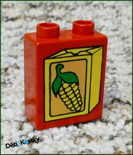 Lego® Duplo® Kostka 1x2x2 Červená - Bedna Kukuřice