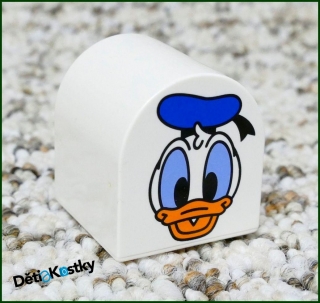 Lego® Duplo® Kostka 2x2 Zaoblená Bílá - Obrázek Donald
