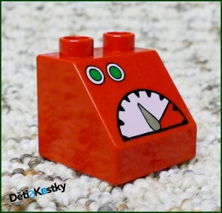 Lego® Duplo® Kostka 2x2 Červená Zkosená - Měřidlo