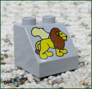 Lego® Duplo® Kostka 2x2 Šedá Zkosená - Lev / Afrika