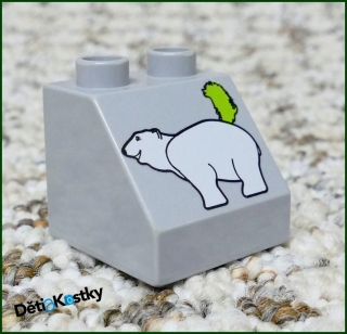 Lego® Duplo® Kostka 2x2 Šedá Zkosená - Lední Medvěd / Grónsko