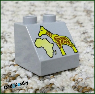 Lego® Duplo® Kostka 2x2 Šedá Zkosená - Žirafa / Afrika