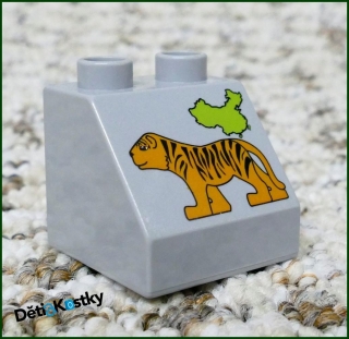 Lego® Duplo® Kostka 2x2 Šedá Zkosená - Tygr / Čína