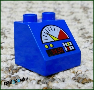 Lego® Duplo® Kostka 2x2 Modrá Zkosená - Měřidlo s Tlačítky