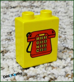 Lego® Duplo® Kostka 1x2x2 Žlutá - Červený Telefon