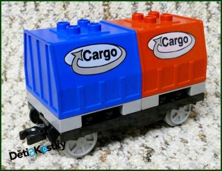 Lego® Duplo® Vagon - Kontejnery Cargo Palety - Modrý/Červený