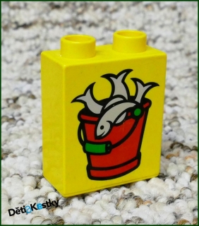 Lego® Duplo® Kostka 1x2x2 Žlutá - Kbelík s Rybami