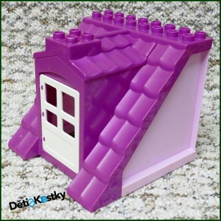 Lego® Duplo® Domeček - Fialová Střecha, Růžové Bočnice, Bílé Dveře
