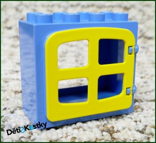 Lego® Duplo® Kostka s Oknem Světle Modrá - Žlutá Zakulacená Okenice