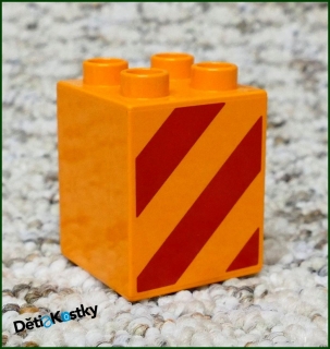 Lego® Duplo® Kostka 2x2x2 Oranžová - Červené Pruhy