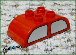 Lego® Duplo® Kostka 2x4 Zaoblená Červená - Dvojité Okna Auta