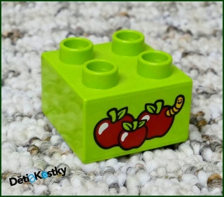 Lego® Duplo® Kostka 2x2 Limetka - Jablíčka a Červ