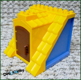 Lego® Duplo® Domeček - Žlutá Střecha, Modré Bočnice, Hnědé Dveře