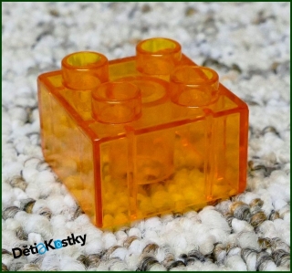 Lego® Duplo® Kostka 2x2 Průhledná Tmavě Oranžová