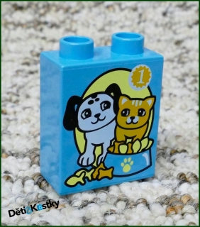 Lego® Duplo® Kostka 1x2x2 Tyrkysová - Pejsek a Kočička