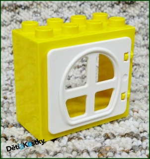Lego® Duplo® Kostka s Dveřmi Žlutá - Bílá Dvířka s Okny