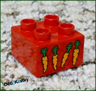 Lego® Duplo® Kostka 2x2 Červená - Mrkvičky