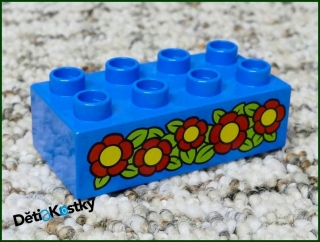 Lego® Duplo® Kostka 2x4 Modrá - Barevné Květiny