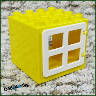Lego® Duplo® Kostka s Oknem 4x4x4 Žlutá - Bílé Okno