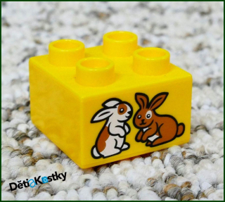 Lego® Duplo® Kostka 2x2 Světle Oranžová - Králíci