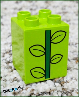 Lego® Duplo® Kostka 2x2x2 Limetka - Stonek s Listy