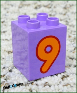 Lego® Duplo® Kostka 2x2x2 Světlounce Fialová - Oranžová Devítka