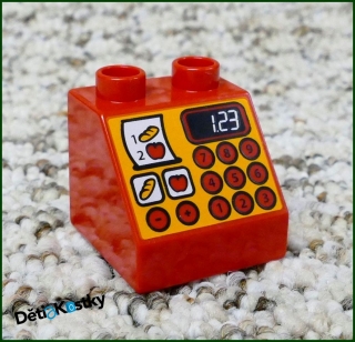 Lego® Duplo® Kostka 2x2 Červená Zkosená - Oranžová Pokladna s Ovocem