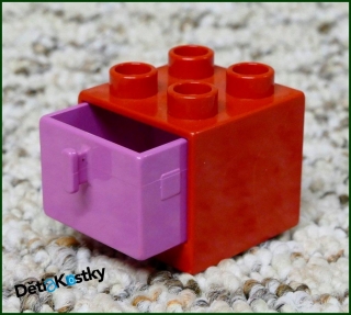 Lego® Duplo® Skříňka Malá Červená/Tmavě Růžový Šuplík