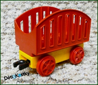 Lego® Duplo® Vagon Malý Oranžový - Zakulacená Červená Korba