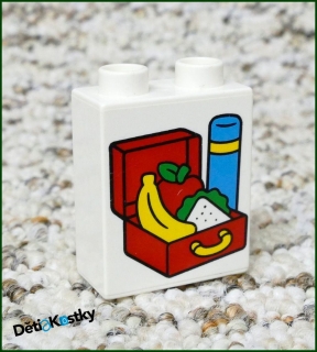 Lego® Duplo® Kostka 1x2x2 Bílá - Krabička s Jídlem a Termoska