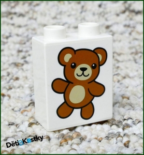 Lego® Duplo® Kostka 1x2x2 Bílá - Hnědý Medvídek