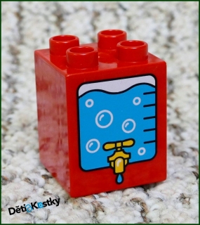 Lego® Duplo® Kostka 2x2x2 Červená - Nádrž s Kohoutem