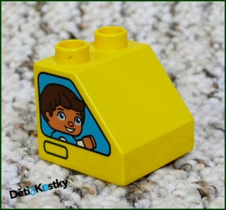 Lego® Duplo® Kostka 2x2 Žlutá Zkosená - Holka a Kluk - Obě Strany