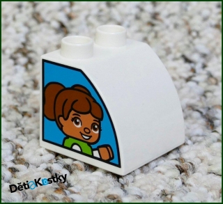 Lego® Duplo® Kostka 2x2 Bílá Zkosená Zaoblená - Kluk a Holka/Obě Strany
