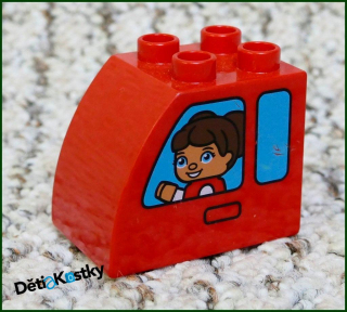 Lego® Duplo® Kostka 2x3 Zaoblená Vysoká Červená - Okna s Dětmi