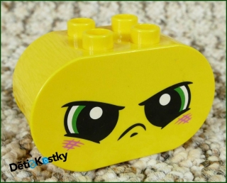 Lego® Duplo® Kostka 2x4x2 Žlutá Zaoblená (Rozzlobená Tvář)