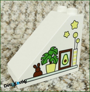 Lego® Duplo® Kostka 4x2x6 Bílá Zkosená s Potiskem Poličky