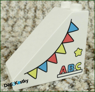 Lego® Duplo® Kostka 4x2x6 Bílá Zkosená s Potiskem Fáborky (ABC)