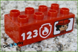 Lego® Duplo® Kostka 2x4 Červená Hasičská 123